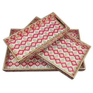 Nouveau plateau en bois imprimé moderne avec finition dorée Décoration intérieure Revêtement époxy Kalavastu TRG26 pour utilisation dans la chambre Style vacances de Noël - Product Image 5