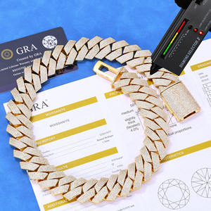 Collar de Cadena Geométrica con Moissanita de Corte Brillante y Engaste de Garra, Plata 925, Certificado GRA, Chapado en Oro y Platino, Unisex, Estilo Hiphop - Product Image 1
