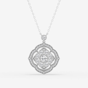 Collar con Colgante de Diamante Cultivado en Laboratorio, Oro Blanco Vintage - Product Image 1
