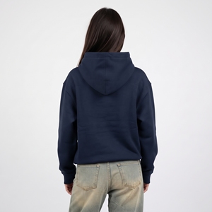 <b>Women's</b> Winter Navy <b>Blue</b> Solid Pullover <b>Hoodie</b> Oversized Casual Fleece with Kangaroo Pocket and Front Logo Customizable - Product Image 2