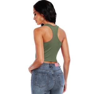 <b>Top</b> Quality Women's Sportswear Jogging Running <b>Cropped</b> Tank <b>Tops</b> Knitted Fabric Breathable Adult Ladies Athletic Tank <b>Tops</b> - Product Image 2