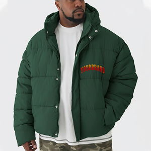 Veste matelassée pour homme, vert uni, coupe-vent, respirante, fermeture éclair, décontractée, hiver, rembourrage en polyester, coupe régulière, 500g - Product Image 6