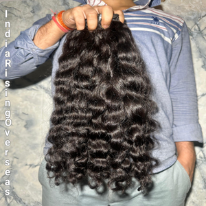 Unprocessed Cuticles Aligned Natural <b>Curly</b> Indian Human Hair <b>Extensions</b> Collected from Single Donor Temple Hair Bundles - Product Image 1