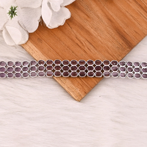 Premium 925 Sterling Silver Natural Amethyst Tennis <b>Bracelet</b> Luxury Gemstone Jewelry Unisex - Product Image 4