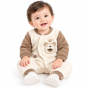 Wholesale <b>Baby</b> Bear Embroidery Knit Romper Cute Cartoon Bear Long Sleeve Infant <b>Baby</b> <b>Clothing</b> One Piece Bodysuit - Product Image 1