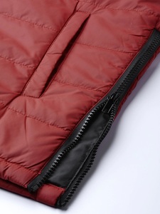 Blouson matelassé rouge pour homme, col montant, fermeture éclair frontale, coupe ajustée décontractée, coupe-vent, pour l'automne, couleur unie, rembourrage en polyester - Product Image 5