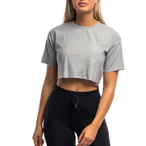 T-shirt court pour femme au design optimal, coupe ajustée, uni, décontracté, pour le fitness, en tissu imprimé, vente en gros, t-shirts courts pour femme - Product Image 3