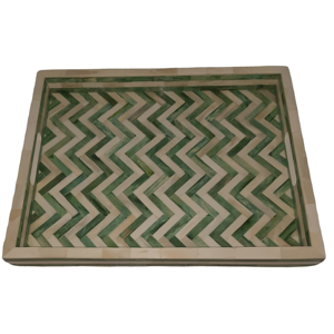 Bandeja Moderna Hecha a Mano con Incrustaciones de Hueso, Diseño Geométrico, Tamaño Grande, Multifuncional, Decorativa para Servir, Uso en el Hogar y Jardín - Product Image 3