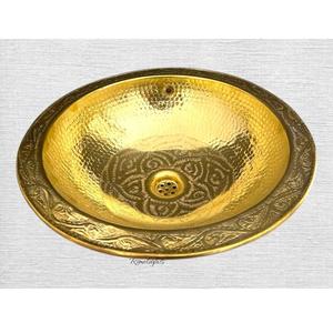 Premium Hammered Oval Brass Vessel <b>Sink</b> Luxury <b>Bathroom</b> Wash Basin Designer Countertop Metal <b>Bowl</b> Basin Premium Art Decor - Product Image 2