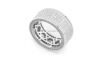 Anillo de Boda Clásico de Plata de Ley 925 con Cinco Hileras de Moissanita Engastada, Chapado en Rodio, Joyas Vana H054, Aniversario - Product Image 3