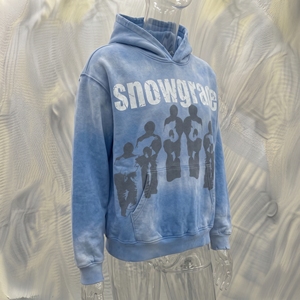 Sudadera con Capucha Snowgrace Azul Tie-Dye para Hombre, Estilo Holgado, Felpa Francesa, Ropa Casual de Invierno - Product Image 2