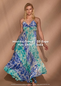 Vestido largo de verano para mujer con estampado floral, estilo bohemio, cuello halter, espalda descubierta con lazo, plisado y cintura imperio, surtido - Product Image 5