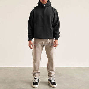 Plain Solid 100% Cotton Winter Hoodie <b>Men's</b> Custom Embroidered Logo Digital Printing Thick Unisex Oversized - Product Image 3