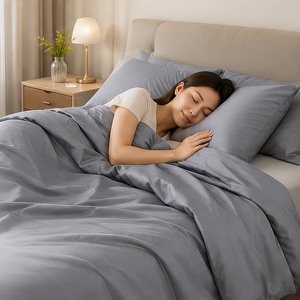 VINABEDDING ขายส่ง OEM/ODM ชุดเครื่องนอนหรูหรา 100% เทนเซล 4 ชิ้น ขนาดฟรีไซส์ ผ้าปูที่นอน ปลอกผ้านวม ปลอกหมอน - Product Image 4