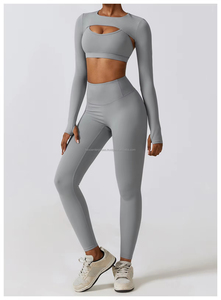 Women's Three-Piece Workout Set Camisole Sports Bra Leggings Gym Fitness Yoga <b>Clothing</b> Plus Size <b>Bolero</b> Sports Shrug - Product Image 3