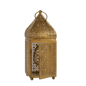 <b>Brass</b> Moroccan <b>Lantern</b> With Intricate Cutout Design For Home Decoration - Product Image 3