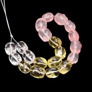 Perles de quartz mélangées AAA 9x12mm-10x14mm, lisses, en forme de pépites, sculptées, en quartz naturel multicolore, pierres précieuses fantaisie, perles roulées pour bijoux - Product Image 3
