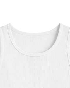 เสื้อกล้ามชายแบบรัดรูป ผ้าริบ ทรงเข้ารูป สวมใส่สบาย เหมาะสำหรับฤดูร้อน ผลิตจากผ้าฝ้ายเนื้อนุ่ม ยืดหยุ่น สีขาว รับผลิตตามแบบ (OEM) ขายส่ง - Product Image 3