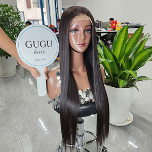 Peluca de Cabello Humano Virgen Europeo Liso Natural de 24-26 Pulgadas, con Cierre de Encaje HD 4x4 5x5 de Doble Trama a Máquina, Transparente para Mujeres Negras - Product Image 1