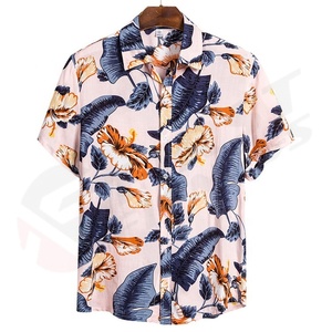 Chemise de plage décontractée pour homme, à manches courtes, en tricot, avec broderie 3D et en coton, conçue sur mesure - Product Image 2