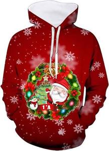 Sudadera con Capucha de Invierno con Estampado Navideño de Anime para Hombre, Diseño Negro Impreso Digitalmente, 100% Poliéster Ecológico - Product Image 2