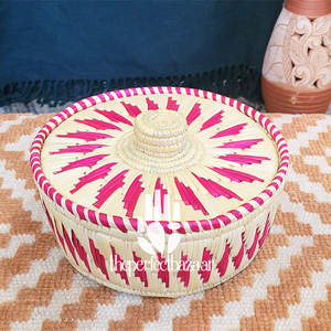 Cesta de Almacenamiento Redonda de Hierba Moonj Natural Vintage con Tapa, Diseño Ecológico - Product Image 6