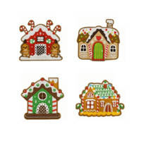 Patch brodé en appliqué maison de pain d'épices de Noël pour vêtements