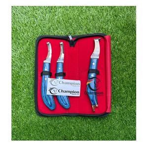 Juego de 3 cuchillos de herrador, cuchillo de doble filo y cuchillo de bucle, con soporte de latón para calzado y estuche - Product Image 2