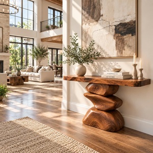 Mesa de Entrada de Madera Maciza de Lujo, Estilo Moderno de Diseñador, Mesa para el Fondo del Sofá, Mesa Decorativa para la Entrada de una Villa/Casa de Lujo - Product Image 5