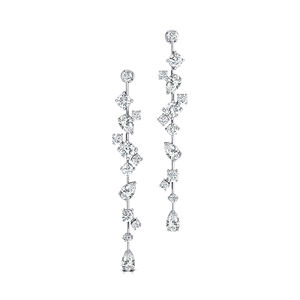 Boucles d'oreilles pendantes de luxe tendance en or 14K 18K avec diamants de laboratoire et 26 diamants accentués taille poire (1,55 carat) - Product Image 2