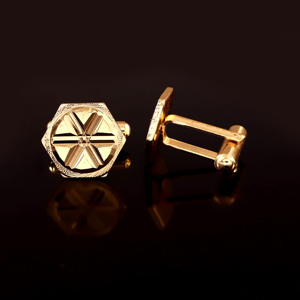 Juego de Gemelos Geométricos Hexagonales de Platino Grabados para Hombre, para Puños de Camisa Formal, Regalo de Lujo para Boda - Product Image 2