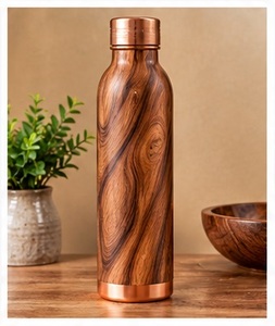 Modern Spiral Twisted Copper <b>Water</b> <b>Bottle</b> with Screw Cap Portable Reusable Eco Friendly <b>Metal</b> Drinkware - Product Image 5
