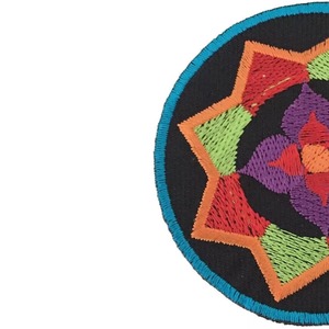 Circular Embroidered Wave <b>Patch</b> with Clouds Gold Accents Eco-Friendly PVC Nonwoven Felt <b>Sew</b>-<b>On</b> Fabric for Crafting Decor - Product Image 1