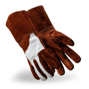 Gants de soudage en cuir de vachette grainé de qualité supérieure, manchette de sécurité, 11 oz, résistants à la chaleur, antistatiques, pour travaux industriels - Product Image 1