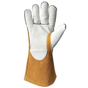 Leather Safety <b>Gloves</b> 14 Inch <b>Knit</b> Wrist Heat Resistance Anti-Heat Abrasion Resistant Smooth Texture Latex-Free Water Proof 7 oz - Product Image 2