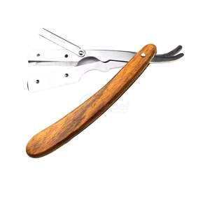 Rasoir droit en bois clair, outil de rasage manuel pour barbier, rasoir à verrouillage pivotant en acier inoxydable, OEM ODM - Product Image 2