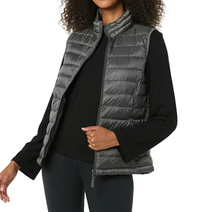 Premium Quality Breathable Solid Canvas <b>Knitted</b> Puffer Vest <b>Women's</b> Lightweight Sleeveless Bubble <b>Waistcoat</b> Custom Logo Cropped - Product Image 1