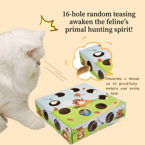 Caja Rascadora para Gatos Ecológica de Cartón Corrugado con 16 Agujeros y Juguete Motorizado con Plumas para Mascotas, Venta al Por Mayor - Product Image 5
