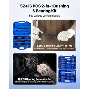Kit di Attrezzi per Riparazione Auto 52+16 Pezzi, Estrattore Boccole 2-in-1, 49 Boccole per Guarnizioni, 10 C- per Manutenzione Veicoli - Product Image 2