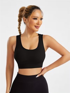 Soutien-gorge de sport sans couture pour femme |   Débardeur court côtelé pour l'entraînement |   Vêtements de sport en nylon et élasthanne à haute élasticité - Product Image 4
