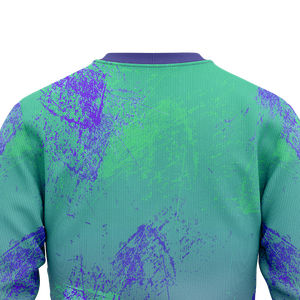 Sudadera de cuello redondo para hombre, verde azulado, estilo grunge con efecto salpicado, con logo personalizado, jersey para equipos, ropa de entrenamiento al por mayor, tops OEM con logo personalizado - Product Image 5