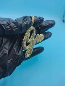 จี้เพชรโมอิสซาไนต์แบบกำหนดเอง VVS ผ่านการทดสอบ จี้ตัวอักษรชื่อสำหรับผู้ชาย สไตล์ฮิปฮอป เงินแท้ 925 ประดับเพชร - Product Image 5