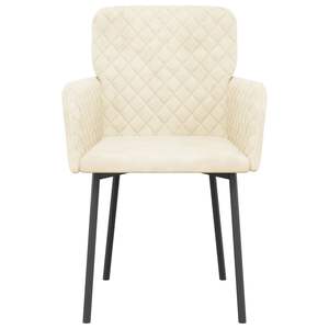 Ensemble de 2 chaises de salle à manger en velours crème 100% polyester avec contreplaqué métallique élégantes et durables - Product Image 4