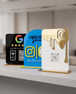 Elegante Soporte de Acrílico para Letreros con Código QR, Personalizado, de Escritorio, Diseño Elegante, Visibilidad Mejorada, Iluminación LED, Estilo Europeo - Product Image 2