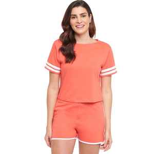 Hot Arrival Custom O Neck Solid <b>Colour</b> Comfy Jersey Fabric Short Sleeves Casual Wear Women Summer <b>Set</b> - Product Image 2