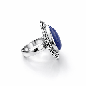 Anillo de Plata 925 para Mujer, Diseño de Joyería con Lapislázuli en Engaste de Bisel, Anillo Hecho a Mano con Piedra Preciosa Natural - Product Image 3
