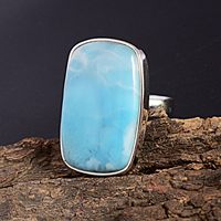 Cincin Perak Sterling 925 Asli Berhiaskan Batu Larimar Bentuk Persegi Panjang, Perhiasan Cantik Buatan Tangan, Hadiah Ulang Tahun Untuk Wanita