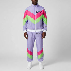 Survêtements d'hiver en nylon imprimés patchwork personnalisés de haute qualité OEM, coupe-vent surdimensionné à fermeture éclair, ensemble 2 pièces, vente en gros - Product Image 4