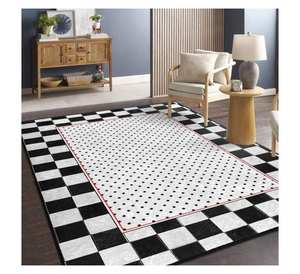 Tapis de luxe abstrait à motifs, lavable en machine, grande surface, style nordique, bleu et or, tapis de sol intérieur, taille personnalisée - Product Image 1