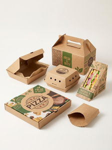 Boîte alimentaire personnalisée en papier kraft, boîte d'emballage à emporter en carton ondulé imperméable pour pizza, hamburger, sandwich, restauration rapide - Product Image 3